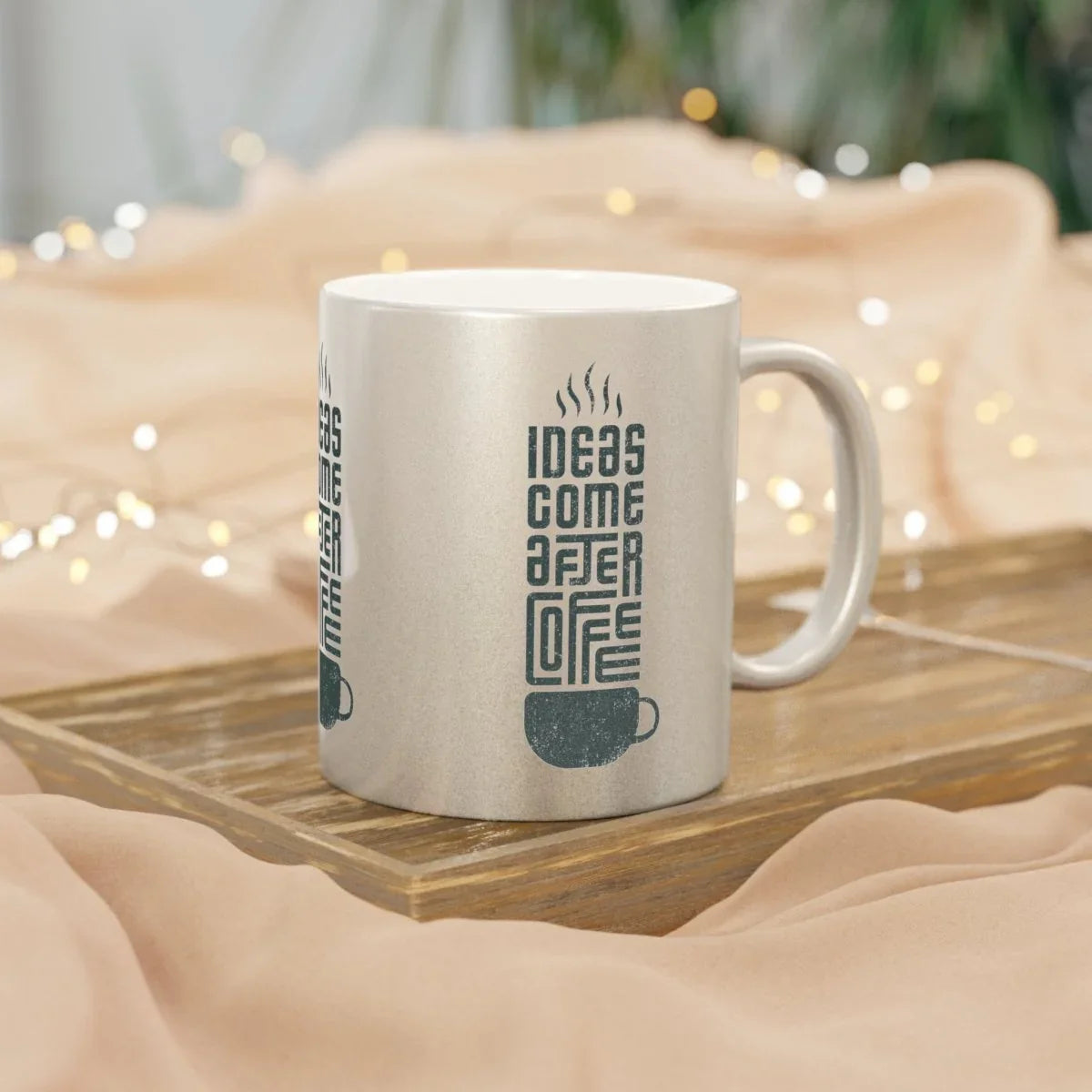 Coffee Ideas Metallic Mug (Silver\/Gold) - Thrifty Delights