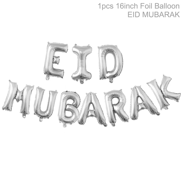 Eid Mubarak Banner Bunting Balloons Plates Tablecloth Kareem Ramadan Decoration For Home 2025 Muslim Islamic Party Supplies