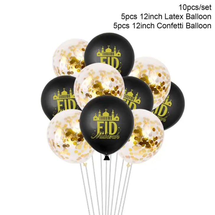 Eid Mubarak Banner Bunting Balloons Plates Tablecloth Kareem Ramadan Decoration For Home 2025 Muslim Islamic Party Supplies