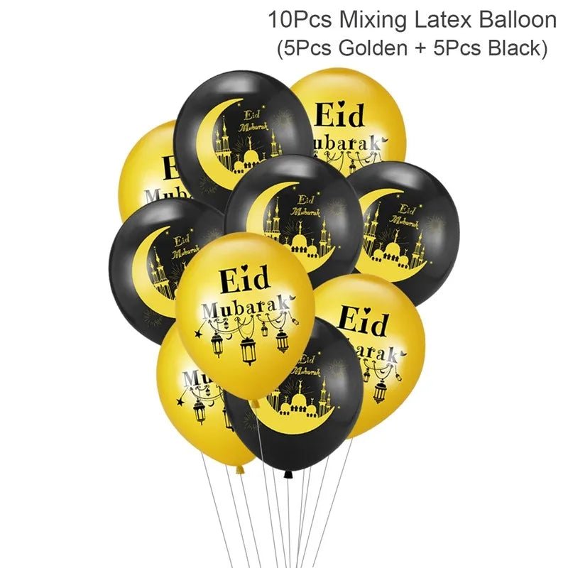 Eid Mubarak Banner Bunting Balloons Plates Tablecloth Kareem Ramadan Decoration For Home 2025 Muslim Islamic Party Supplies - Thrifty Delights