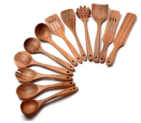 Thailand Teak Natural Wood Tableware Spoon Rice Colander Soup Skimmer Cooking Soup Spoons Scoop Kitchen Set Tool - Thrifty Delights