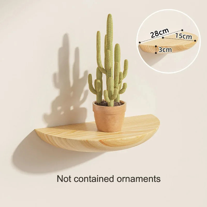 Solid Wooden Semicircle Wall Shelves – Decorative Floating Racks for Entryway, Bedroom, Kitchen & Storage Organization