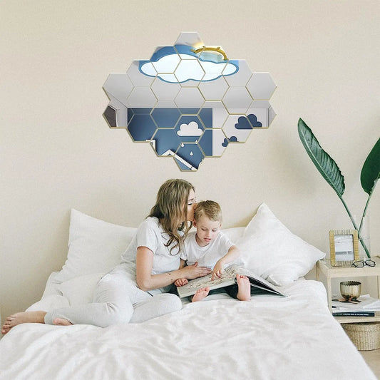 Hexagon 3D Mirror Wall Sticker Multiple Sizes DIY TV Background Living Room Stickers Wall Decor Bedroom Bathroom Home Decoration - Thrifty Delights
