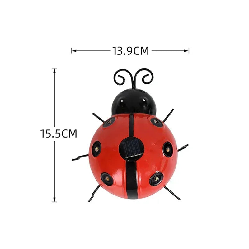 Solar Ladybug Light Outdoor Waterproof LED Garden Decor Wall Hanging Lawn Pathway Landscape Lighting for Yard Patio Statue