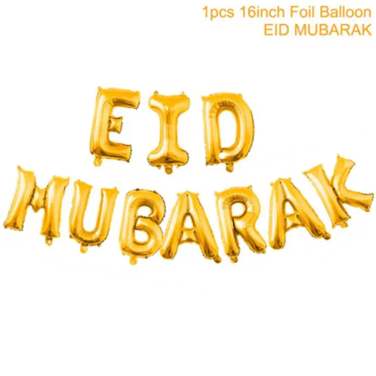 Eid Mubarak Banner Bunting Balloons Plates Tablecloth Kareem Ramadan Decoration For Home 2025 Muslim Islamic Party Supplies