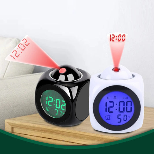 Creative LED Digital Projection Alarm Clock – Time, Temp & Snooze Function for Bedside & Home