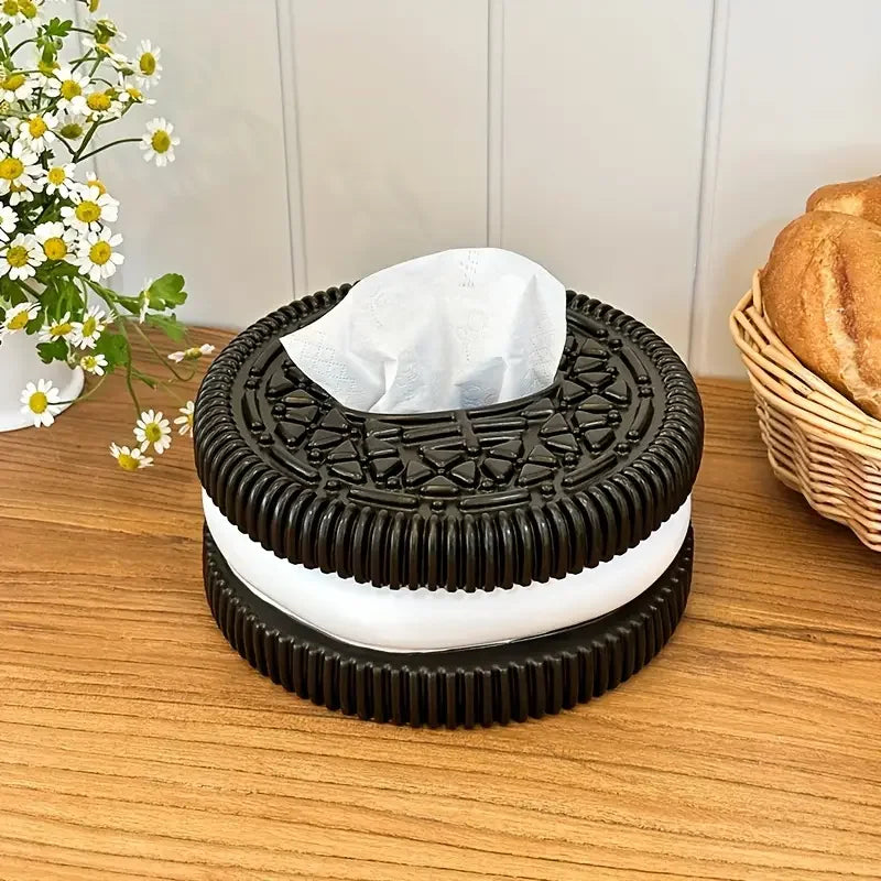 MINISO Oreo-Inspired Tissue Box – Creative Paper Holder for Living Room, Bedroom & Desktop Home Décor