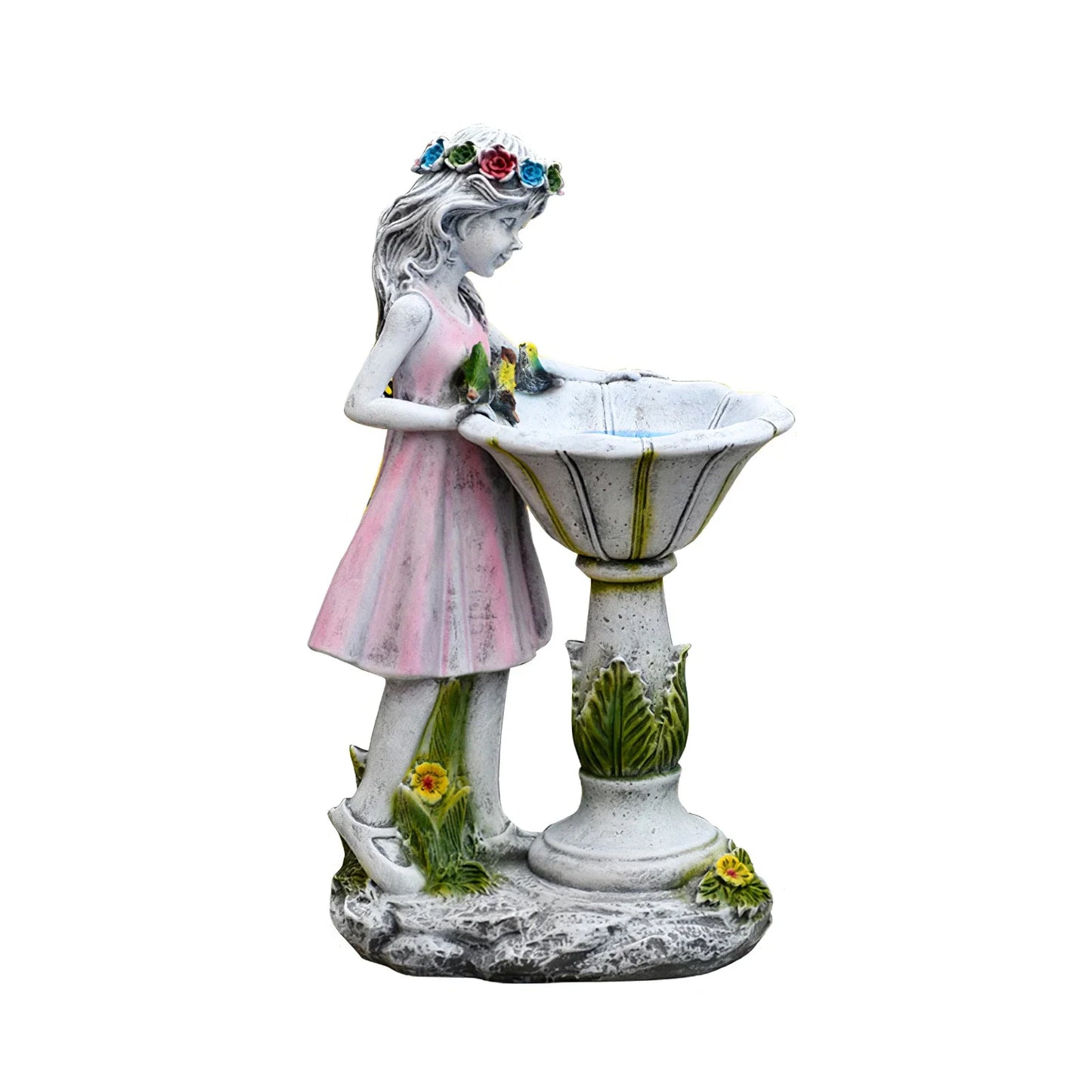 Outdoor Courtyard Garden Decoration Resin Angel Figure Sculpture Micro Landscape Decor Flower Fairy Statue Solar Light Ornament