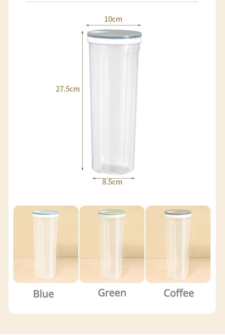Noodle Jar Food Storage Containers Grain Locking Lid Flour Visualization Cylindrical Cover Kitchen Can Refrigerator Organizer