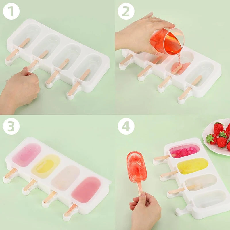 Popsicles Silicone Mold Diamond Ice Cream Mould Homemade Heart Cake Pop Cakesicles Maker Kitchen Accessories Tools Wooden Stick