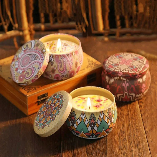 Scented Aromatic Candles Jar Vintage Flower Rose Lavender Candle Jars Soy Wax Fragrance Candle Wedding Birthday Gift Home Decor - Thrifty Delights