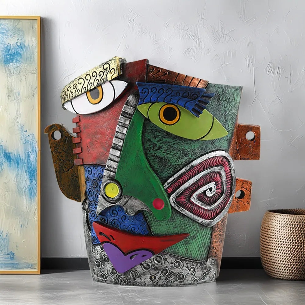 1 Piece of Picasso Brutalist Abstract Face Flower Pot Planting Potted Flower Pot Fun Decorative Flower Resin Succulent Flower Pot