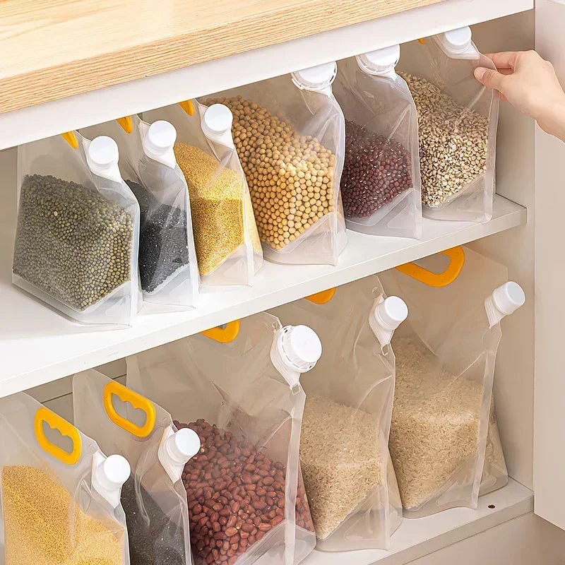Grains Storage Packaging Bag Rice Dispenser Insect Proof Food Storage Sealed Bag Bean Container Kitchen Organizer with Nozzle - Thrifty Delights