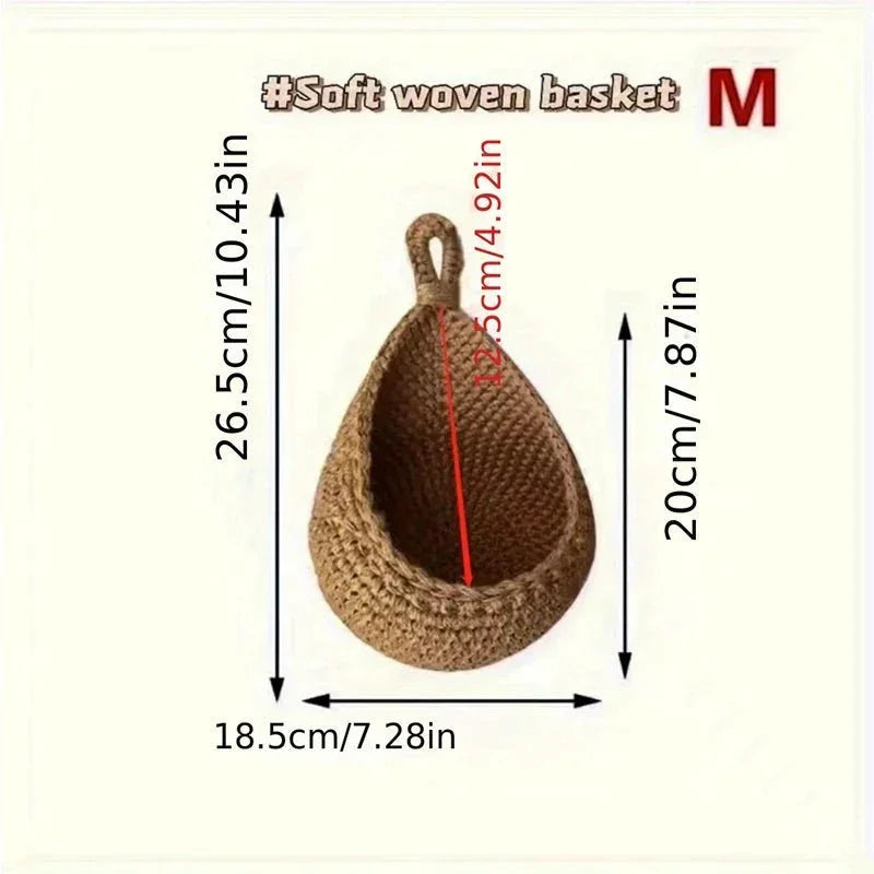 1PC Hand - woven Basket Wall Kitchen Hanging Net Pocket Cotton Rope Water Drop Fruit Vegetable Storage Basket Home Organizer Tools - Thrifty Delights