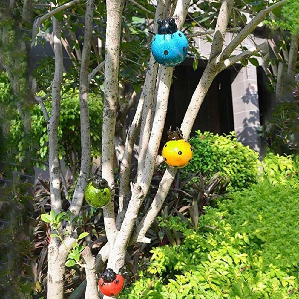 Whimsical Metal Ladybug Wall Decor – Mini Beetle Fence Hanger Sculpture for Garden, Patio & Home Charm
