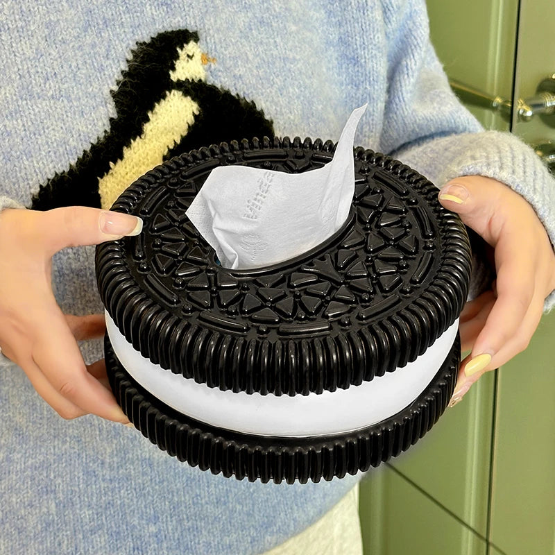 MINISO Oreo-Inspired Tissue Box – Creative Paper Holder for Living Room, Bedroom & Desktop Home Décor