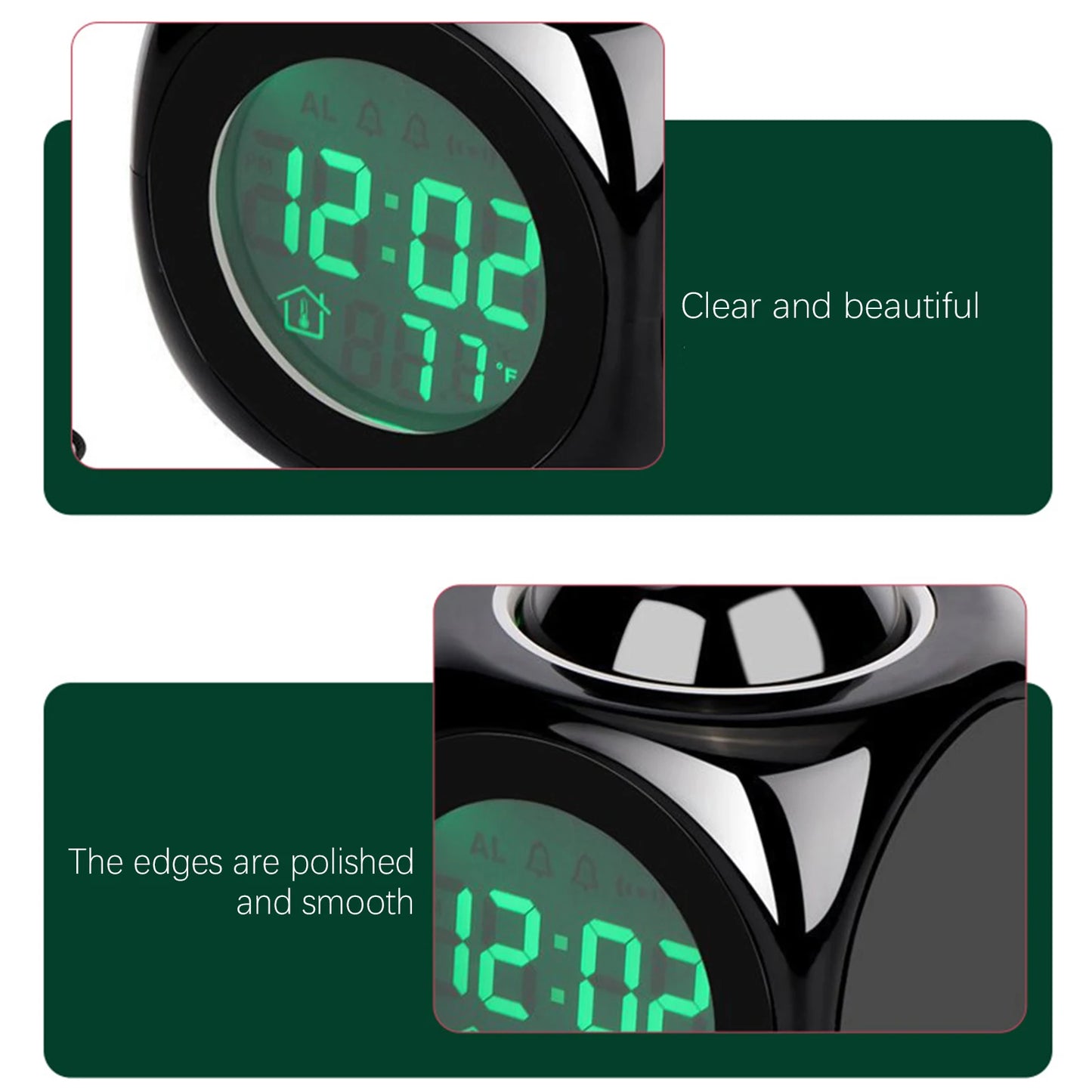 Creative LED Digital Projection Alarm Clock – Time, Temp & Snooze Function for Bedside & Home