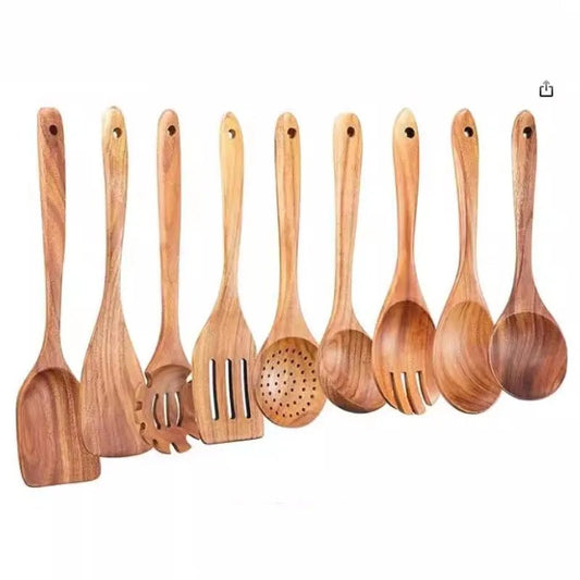 Thailand Teak Natural Wood Tableware Spoon Rice Colander Soup Skimmer Cooking Soup Spoons Scoop Kitchen Set Tool - Thrifty Delights