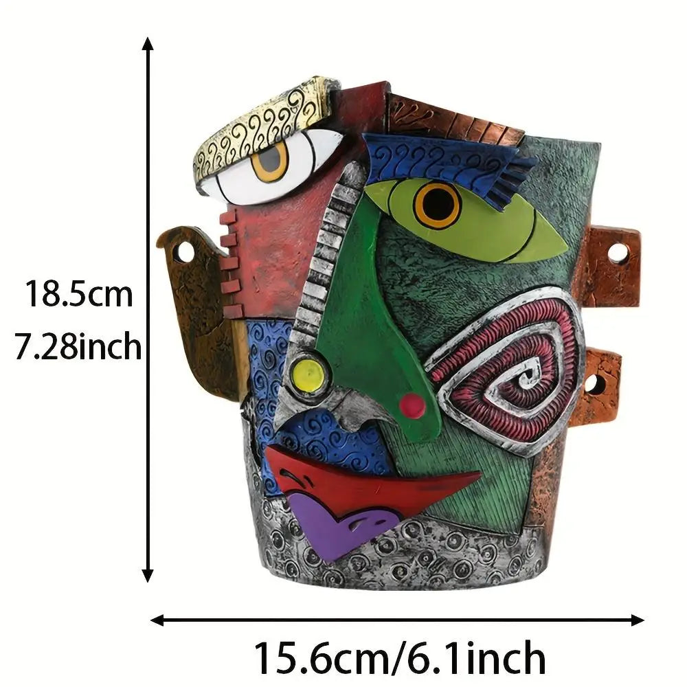 1 Piece of Picasso Brutalist Abstract Face Flower Pot Planting Potted Flower Pot Fun Decorative Flower Resin Succulent Flower Pot