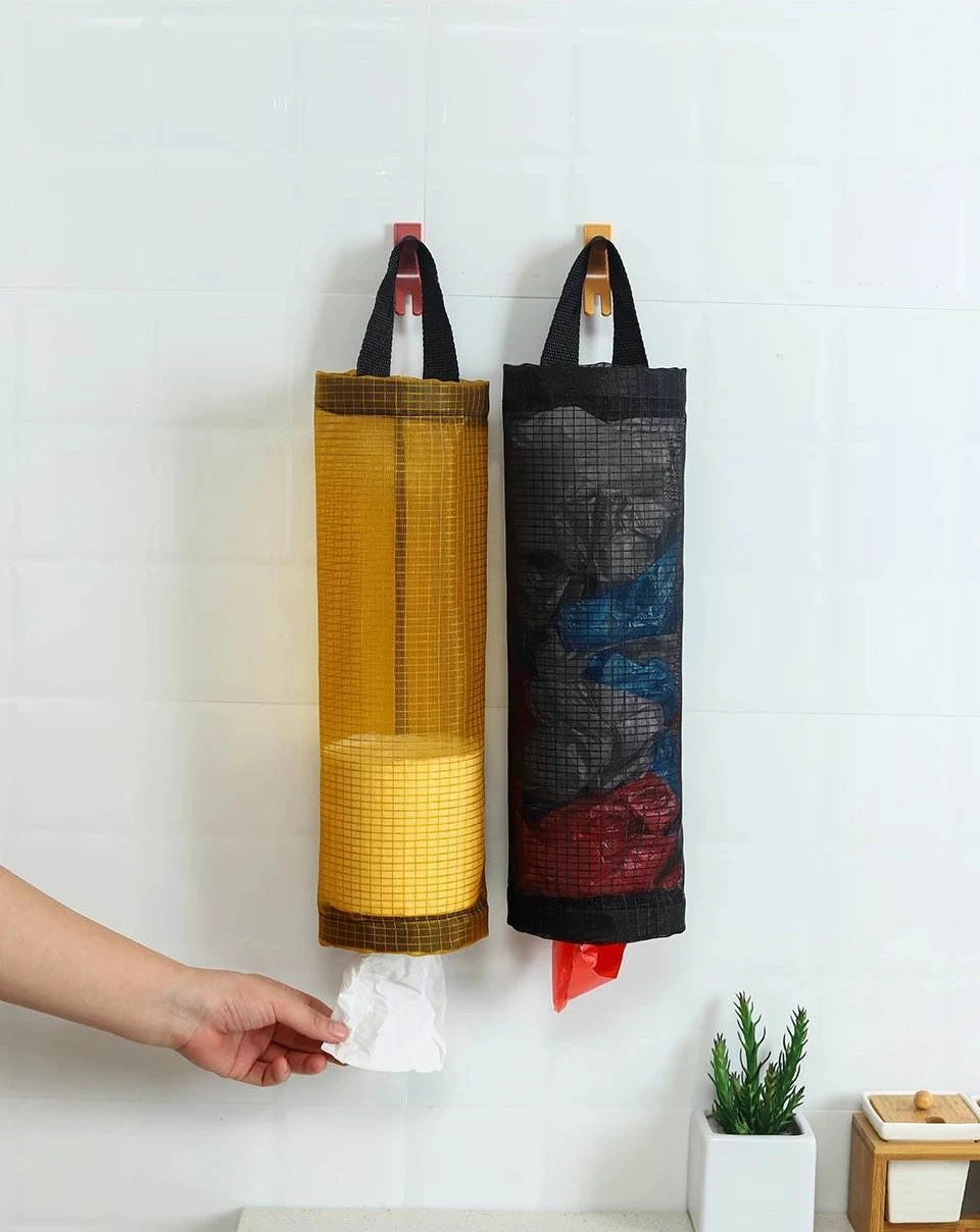 Home Grocery Bag Holder Wall Mount Plastic Bag Holder Dispenser Hanging Storage Trash Garbage Bag Kitchen Garbage Organizer - Thrifty Delights