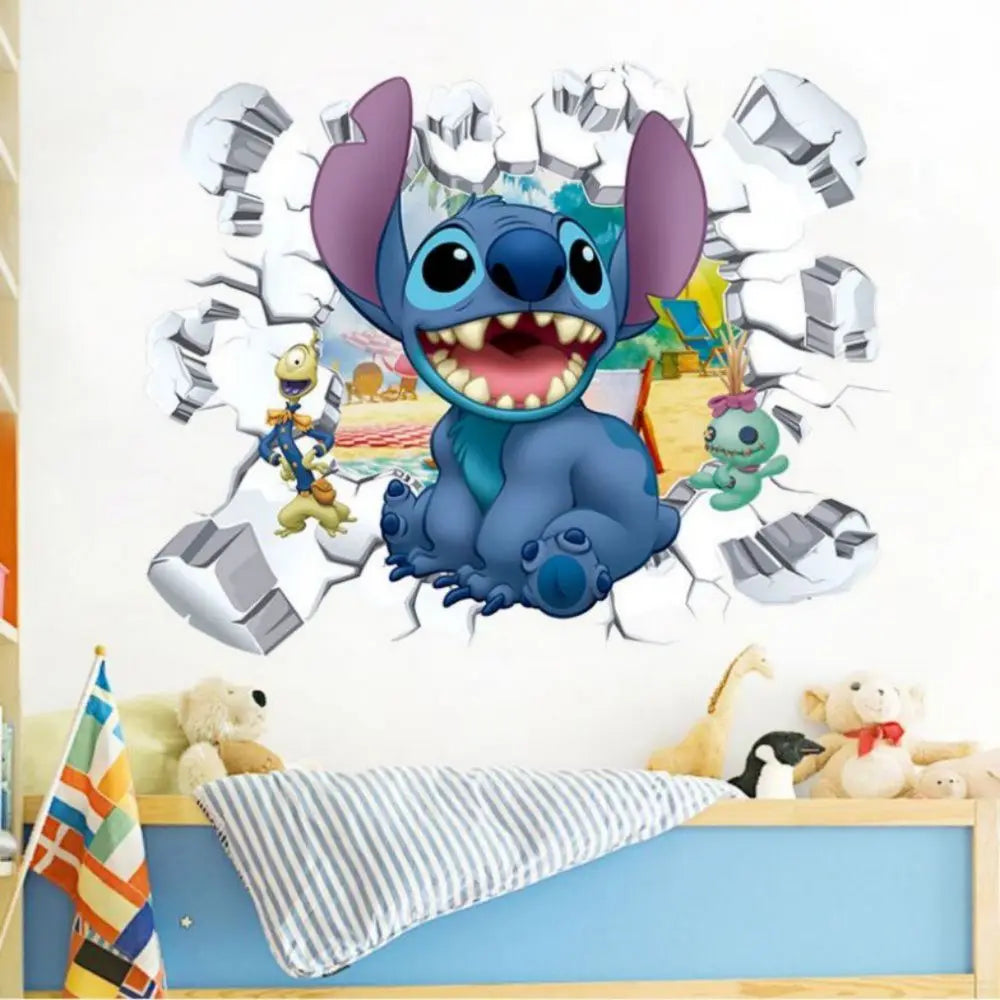 MINISO Lilo & Stitch Cartoon Wall Stickers – Kids Room, Bedroom & Living Room Decorative Animated Poster