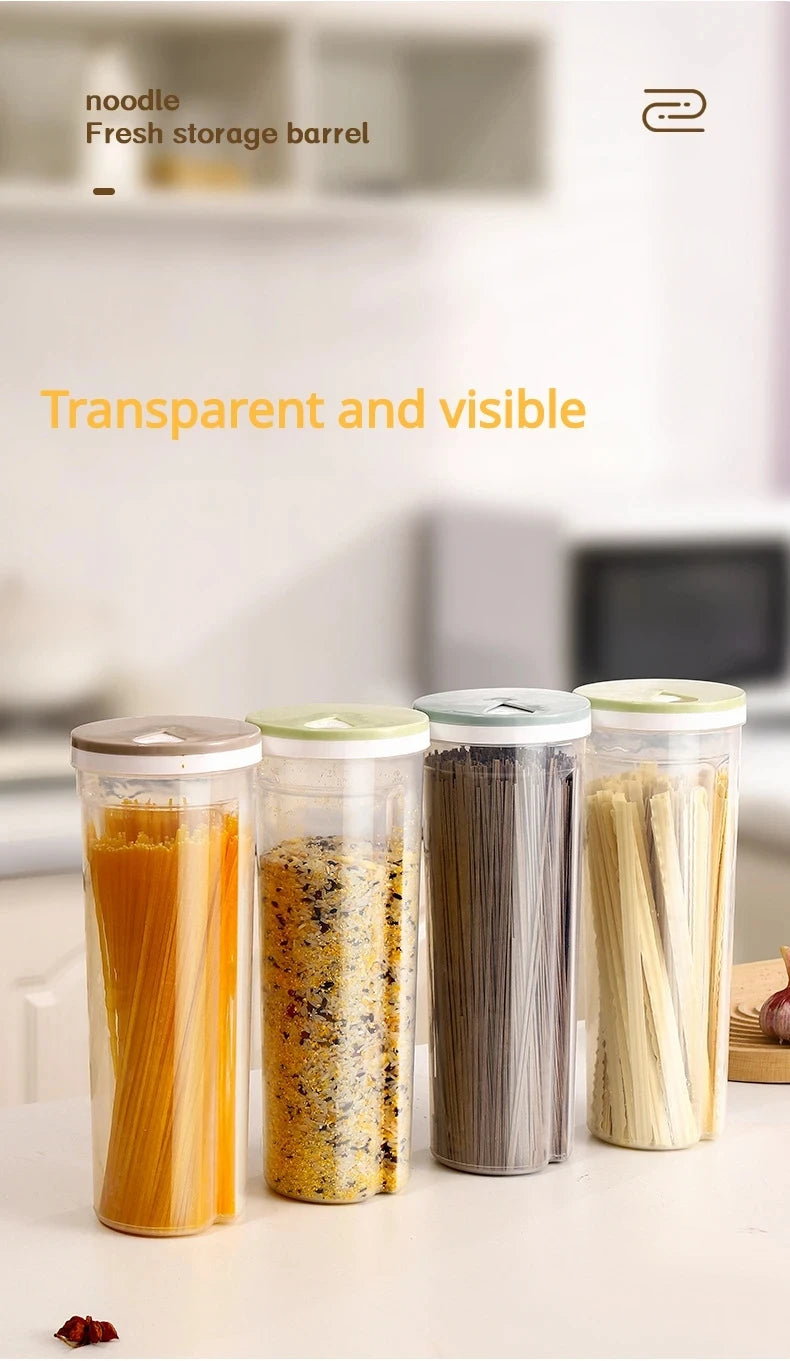 Noodle Jar Food Storage Containers Grain Locking Lid Flour Visualization Cylindrical Cover Kitchen Can Refrigerator Organizer