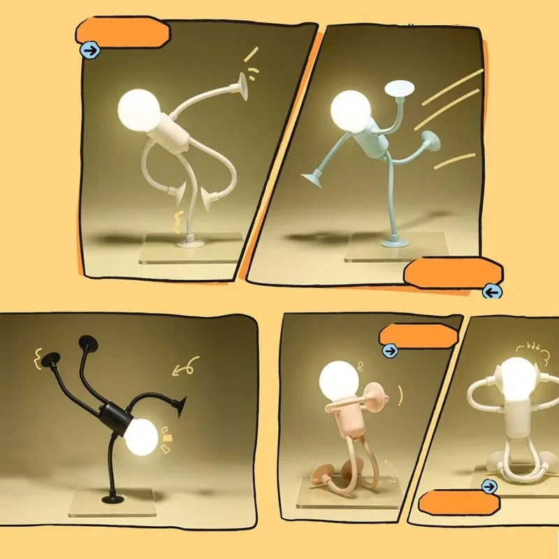Creative Sportsman Night Light – Changeable Shape Mini Desk Lamp with Vacuum Adsorption & Button Battery