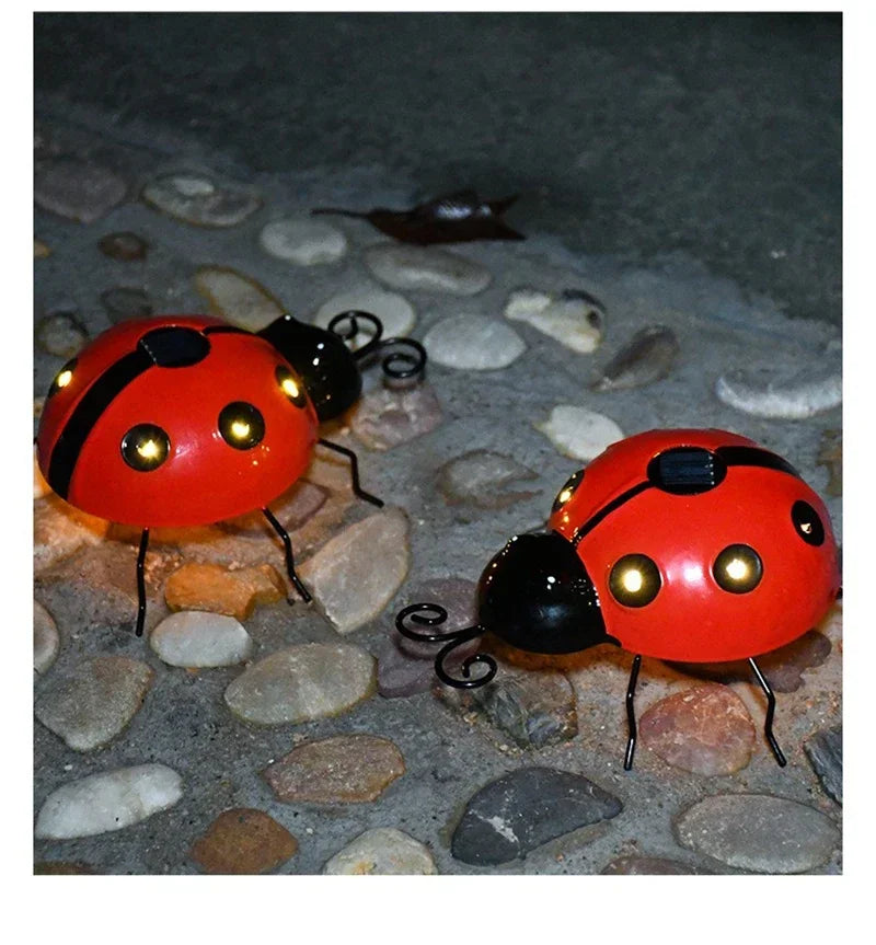 Solar Ladybug Light Outdoor Waterproof LED Garden Decor Wall Hanging Lawn Pathway Landscape Lighting for Yard Patio Statue