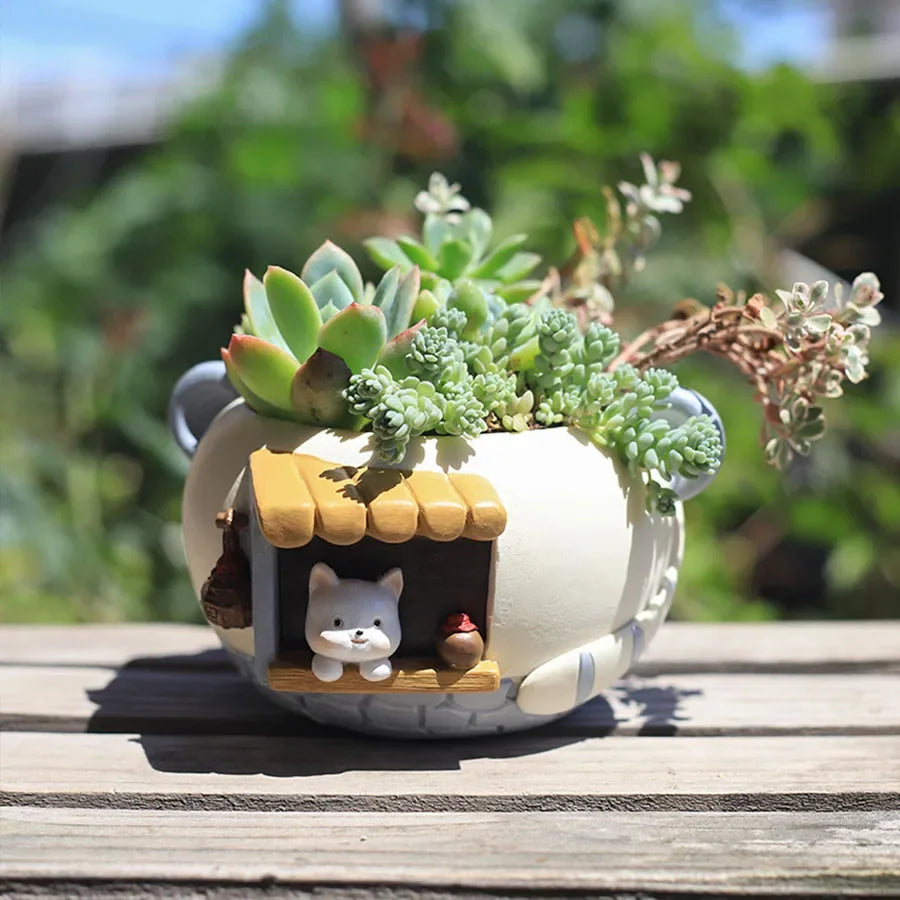 Cartoon Pet Succulent Flower Pot Office Balcony Decoration Resin Flower Pot Micro Landscape Garden Plant Pot