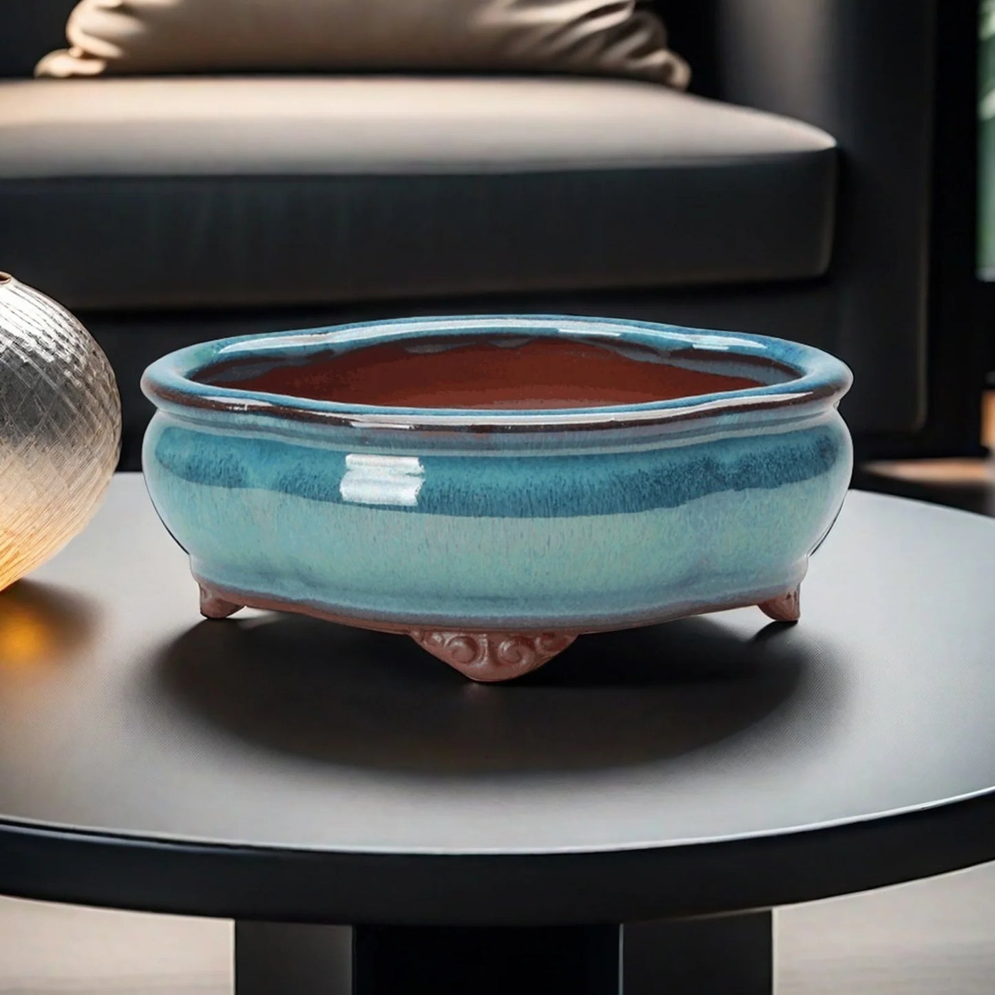 Creative Chinese Style Bonsai Flowerpot Ventilate Purple Sands Ceramic Craft Plant Pot Planter for Home Office Home Decor