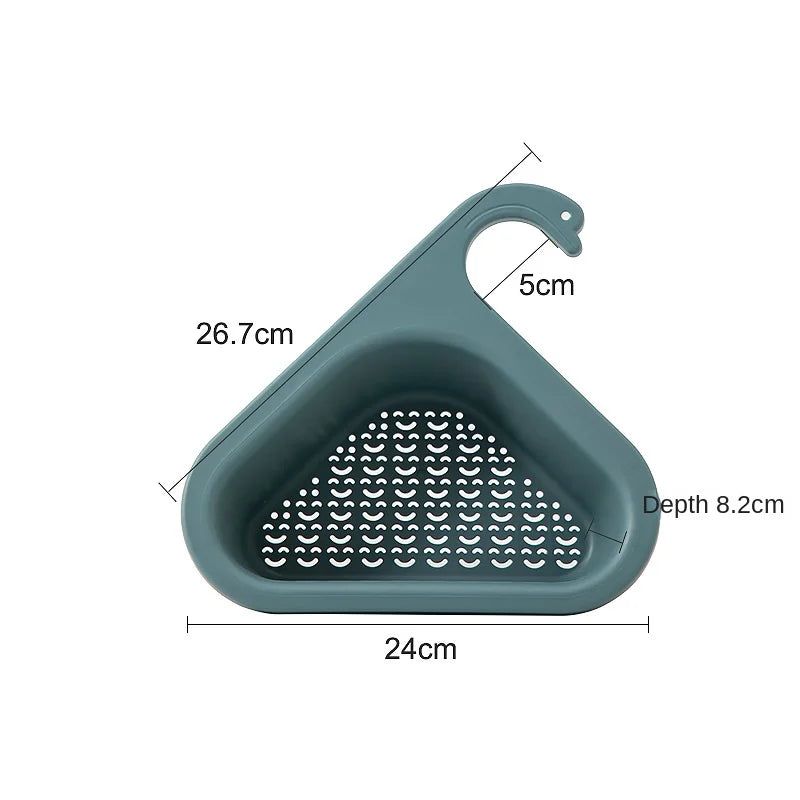 Kitchen Sink Drain Strainer Basket Leftover Garbage Filter Swan Shape Hanging Vegetable Washing Drainer Triangular Storage Rack