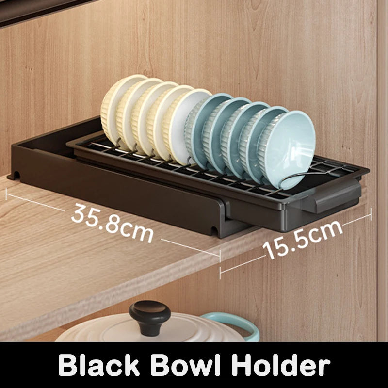 Kitchen Pull-Out Dish Rack with Drainboard – Sliding Mesh Cabinet Basket Organizer for Drawer Storage & Accessories