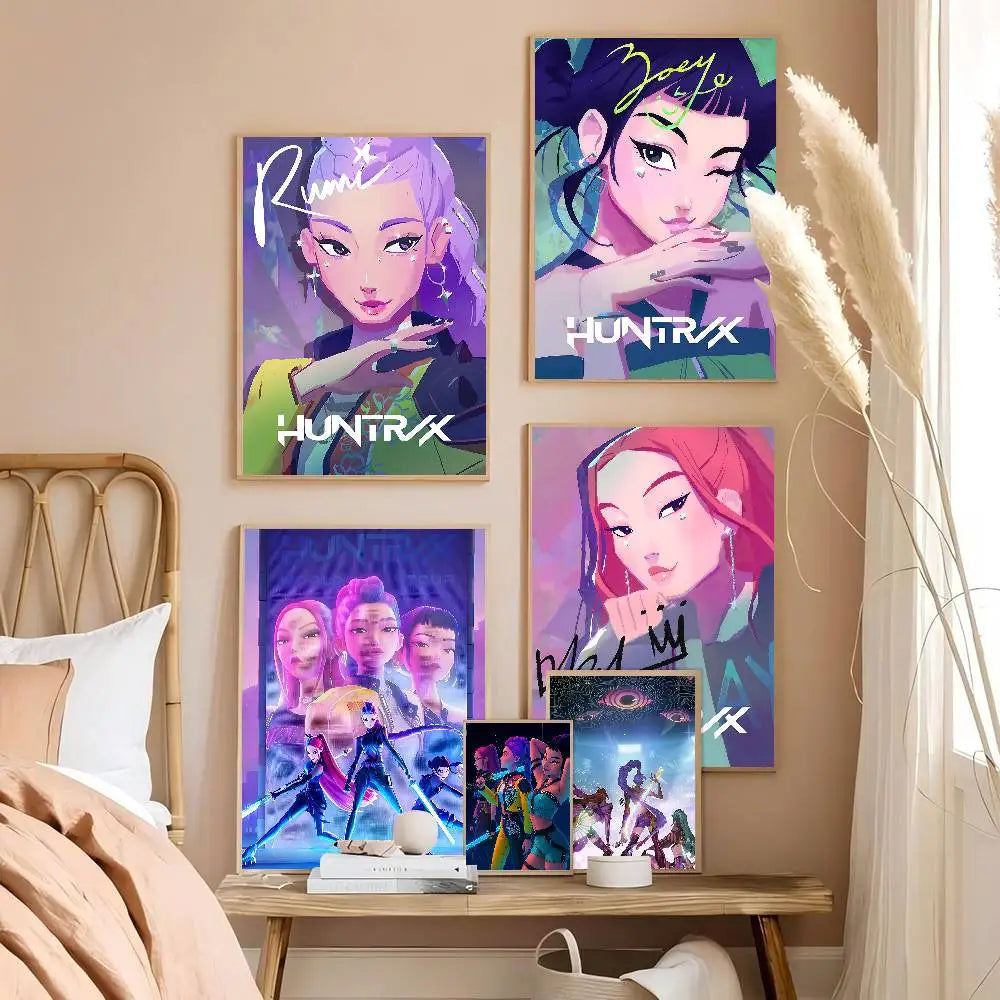 KPop Demon Hunters Movie Poster – Self-Adhesive Whitepaper Print for Aesthetic Wall Art & Home Décor