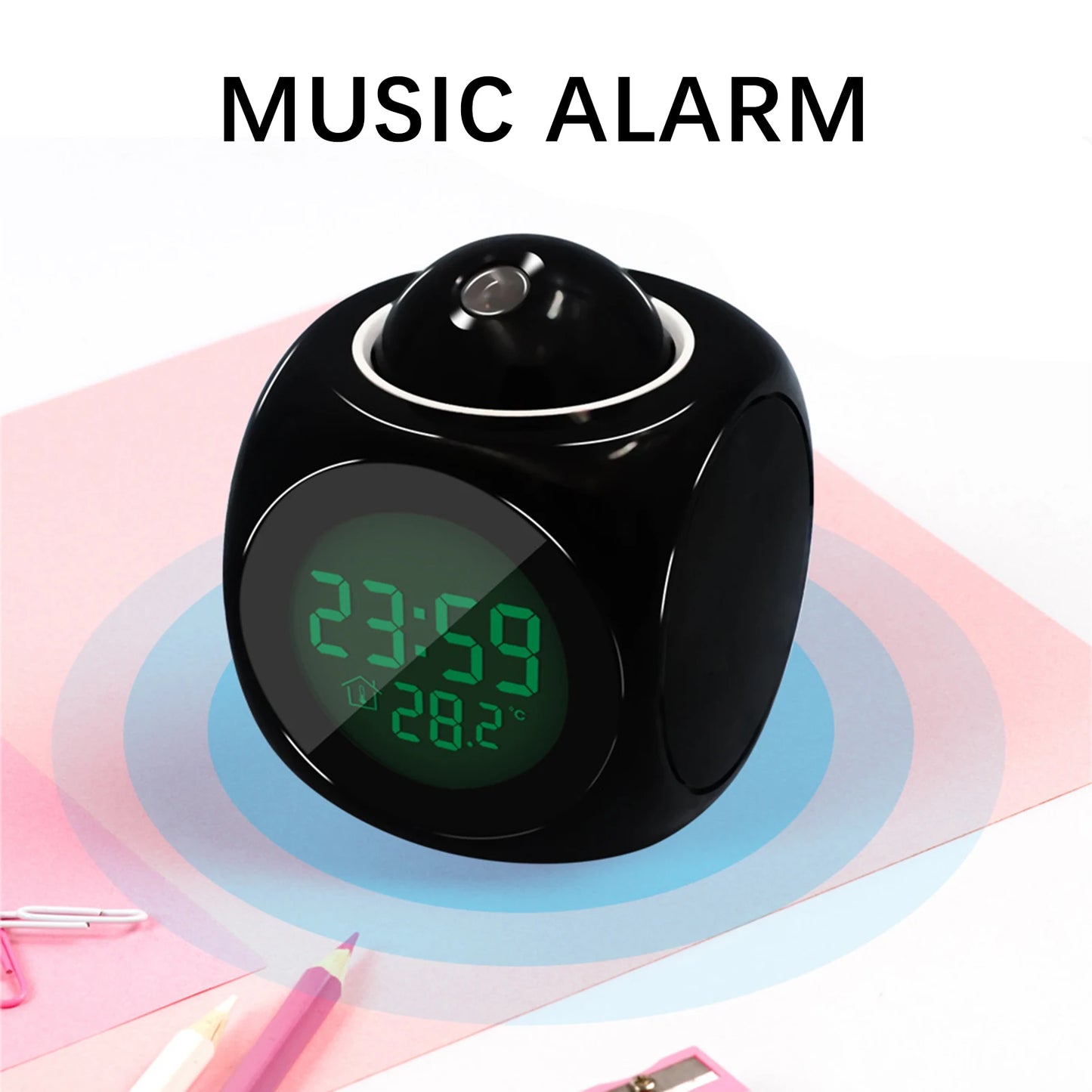 Creative LED Digital Projection Alarm Clock – Time, Temp & Snooze Function for Bedside & Home