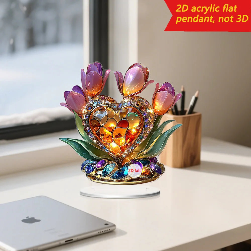 Crystal Rose Flower Figurine Glass Princess Style Dreamy Rose Flower Ornament Gift For Lady Home Table Wedding Decor