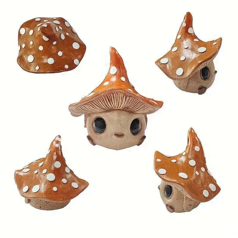 Mushroom outdoor garden decorative statues, suitable for home desks, courtyards, terraces, backyards, and fairy tale gardens