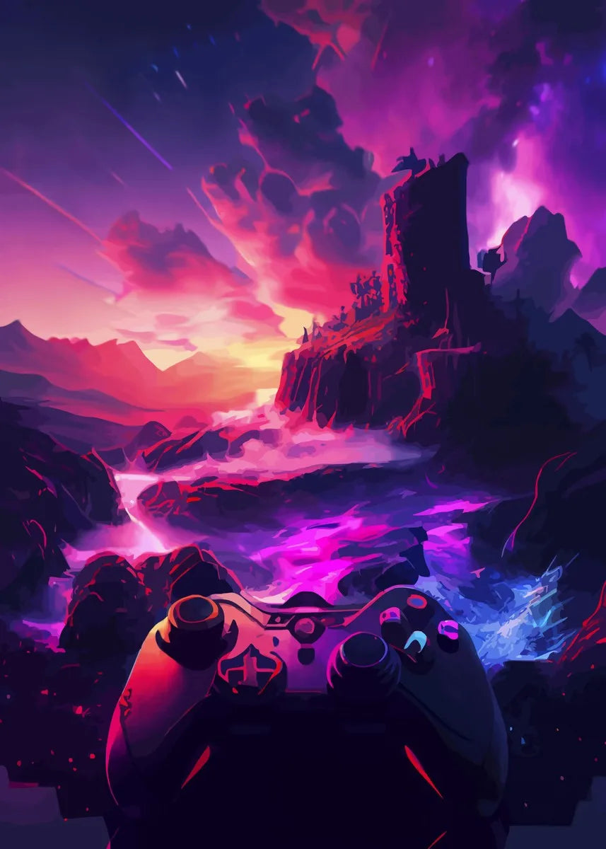 Retro Pop Punk Gaming Gamer Game Zone Poster Aesthetic Abstract Gamepad Girl Canvas Printing Wall Art Picture Kawaii Room Decor