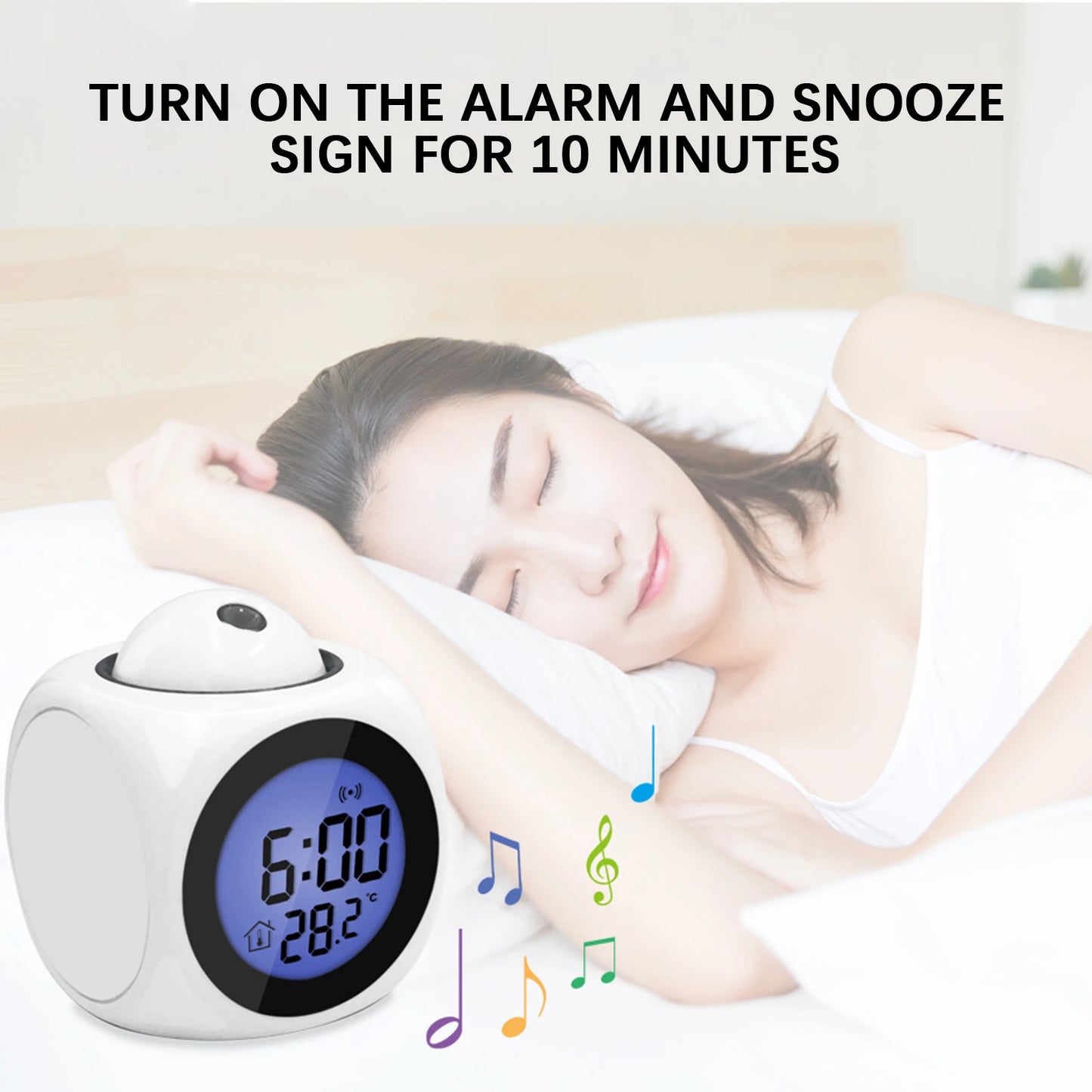 Creative LED Digital Projection Alarm Clock – Time, Temp & Snooze Function for Bedside & Home