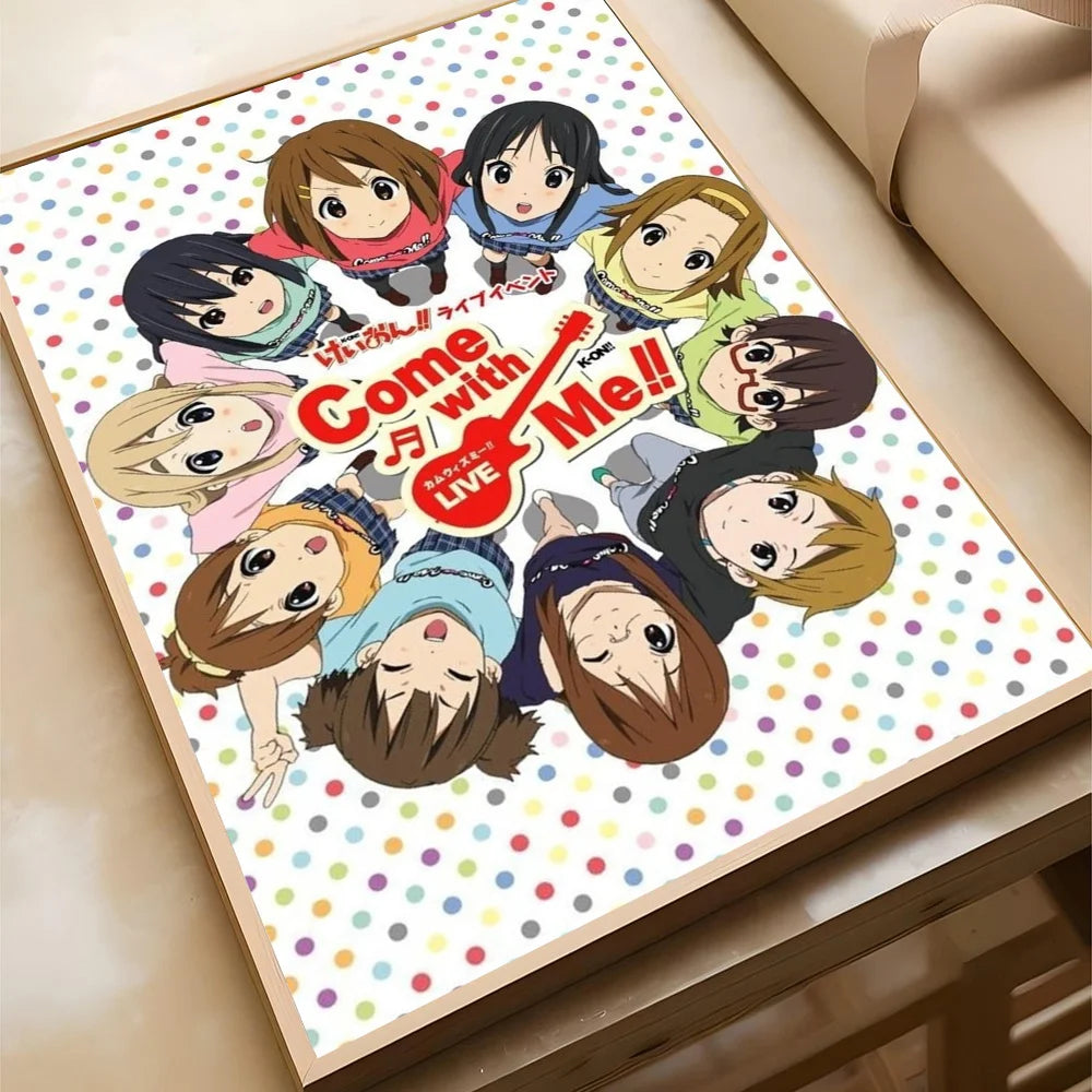 Anime K-ON KON Poster Self-adhesive Art Waterproof Paper Sticker Coffee House Bar Room Wall Decor