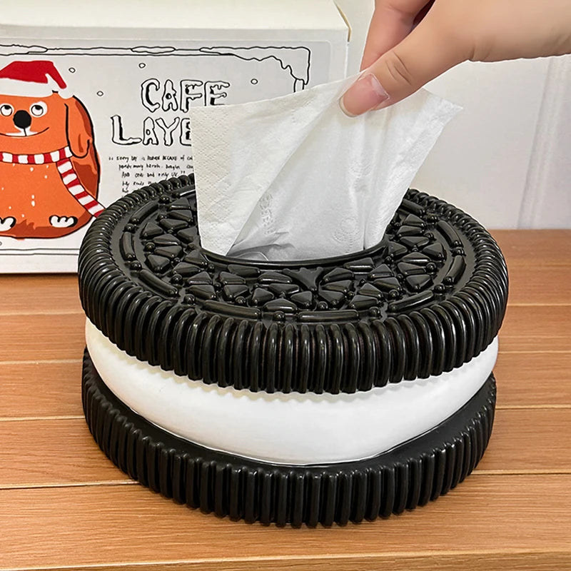 MINISO Oreo-Inspired Tissue Box – Creative Paper Holder for Living Room, Bedroom & Desktop Home Décor