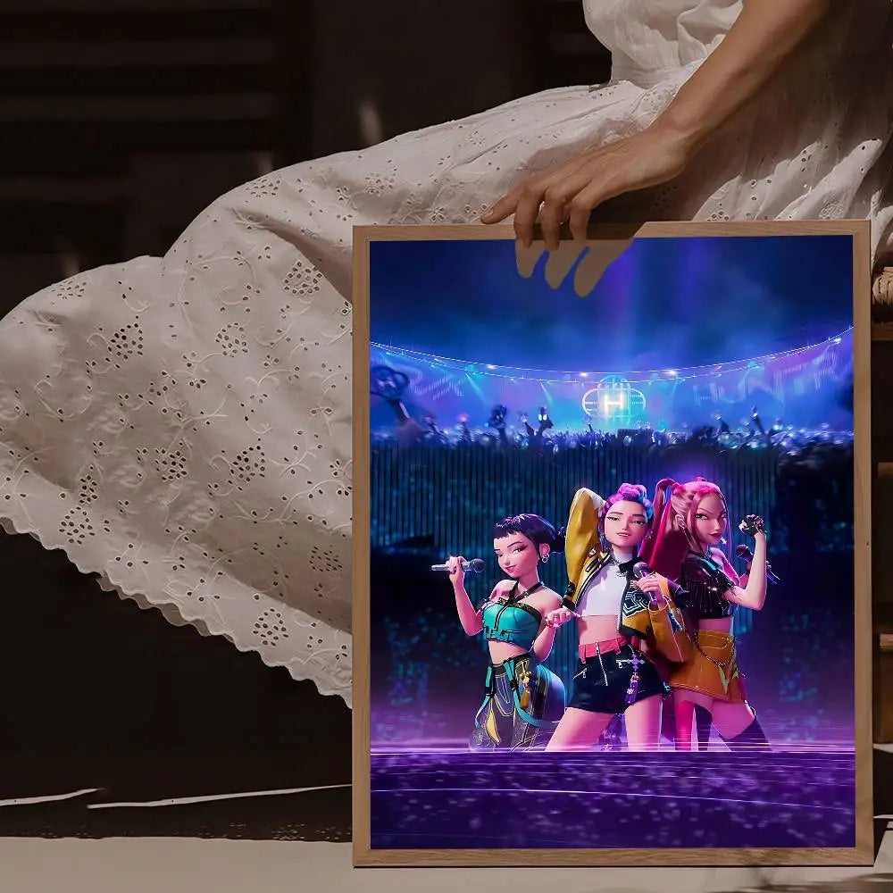KPop Demon Hunters Movie Poster – Self-Adhesive Whitepaper Print for Aesthetic Wall Art & Home Décor