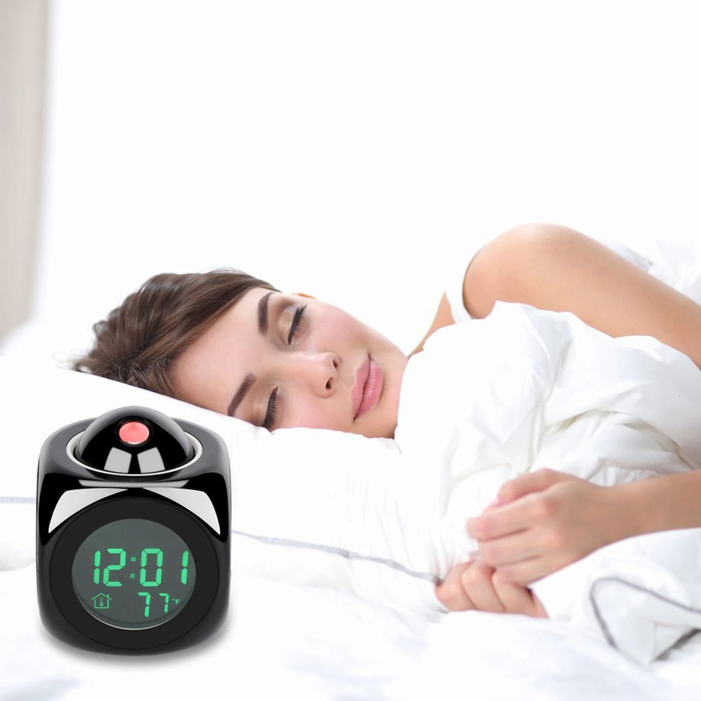 Creative LED Digital Projection Alarm Clock – Time, Temp & Snooze Function for Bedside & Home