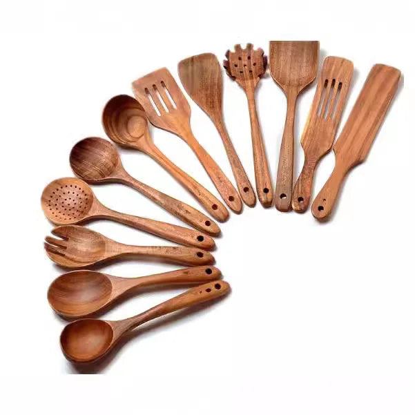 Thailand Teak Natural Wood Tableware Spoon Rice Colander Soup Skimmer Cooking Soup Spoons Scoop Kitchen Set Tool