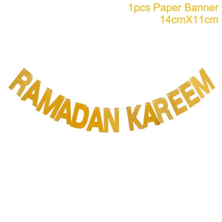 Eid Mubarak Banner Bunting Balloons Plates Tablecloth Kareem Ramadan Decoration For Home 2025 Muslim Islamic Party Supplies - Thrifty Delights