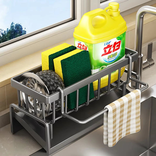 Kitchen Sink Drain Rack Organizer Sponge Storage Faucet Holder Soap Drainer Dishcloth Towel Rack Kitchen Sink Organizer