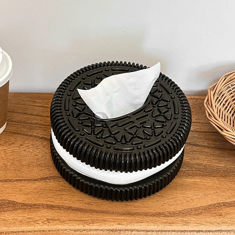 MINISO Oreo-Inspired Tissue Box – Creative Paper Holder for Living Room, Bedroom & Desktop Home Décor