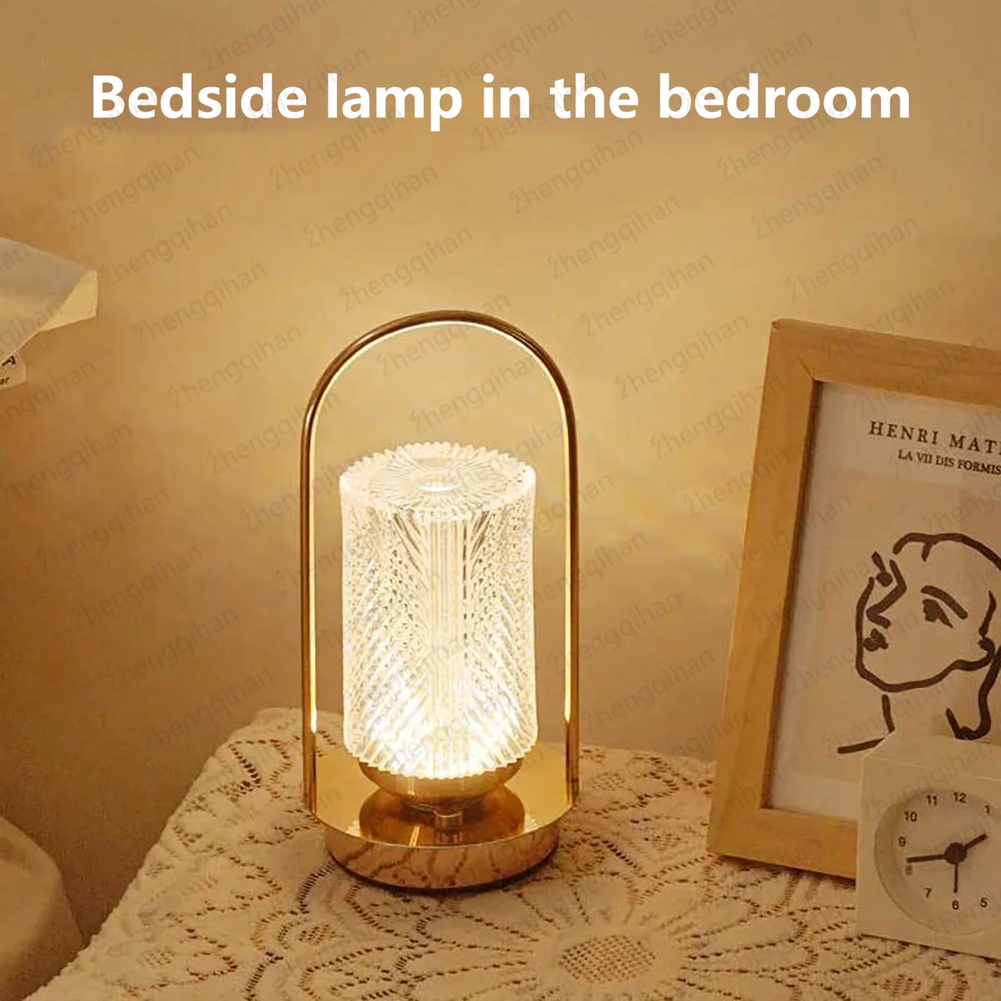 Wireless Crystal Table Lamp – Rechargeable LED Touch Bedside Night Light for Bedroom, Bar & Coffee Décor