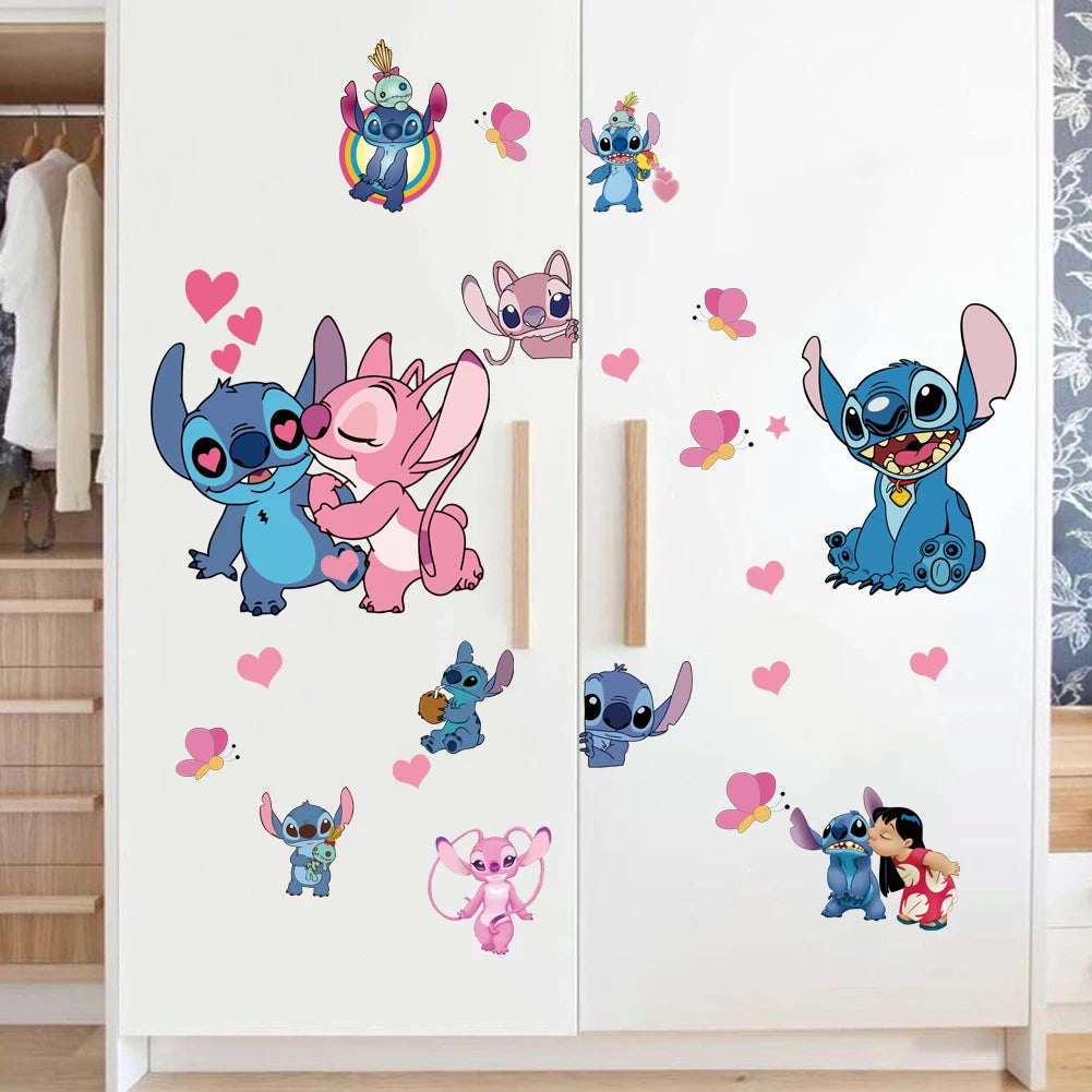 MINISO Lilo & Stitch Cartoon Wall Stickers – Kids Room, Bedroom & Living Room Decorative Animated Poster