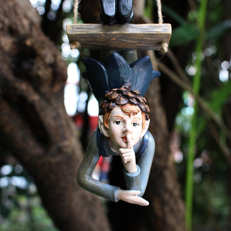 Garden Hanging Elf Ornaments Home Decor Elf Figurine for Patio Fence Yard Tree Holiday