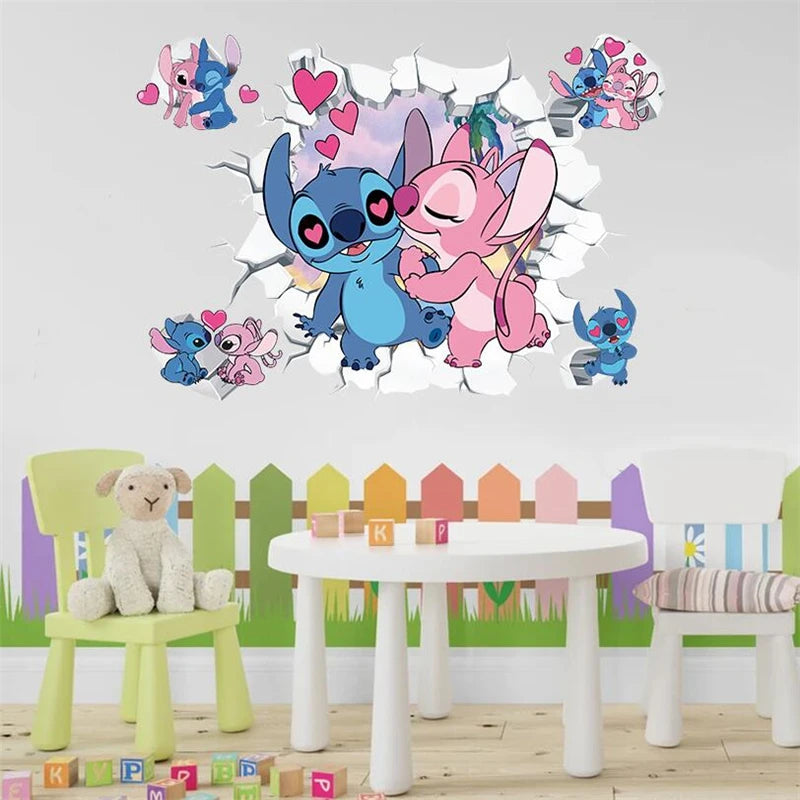 MINISO Lilo & Stitch Cartoon Wall Stickers – Kids Room, Bedroom & Living Room Decorative Animated Poster